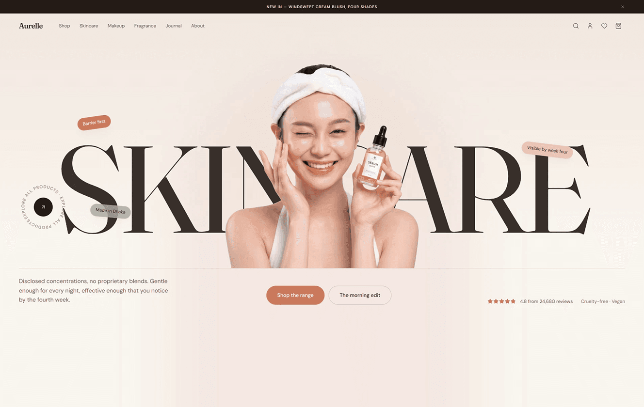 Aurelle — Modern Skincare & Beauty E-commerce preview